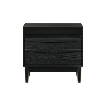 Armen Living - Artemio 2 Drawer Wood Nightstand with Shelf in Black Finish - LCARLABLK veiw 1