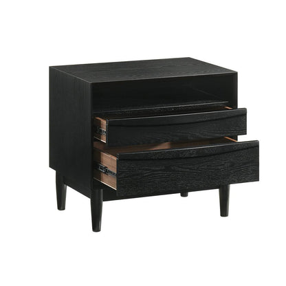 Armen Living - Artemio 2 Drawer Wood Nightstand with Shelf in Black Finish - LCARLABLK veiw 3