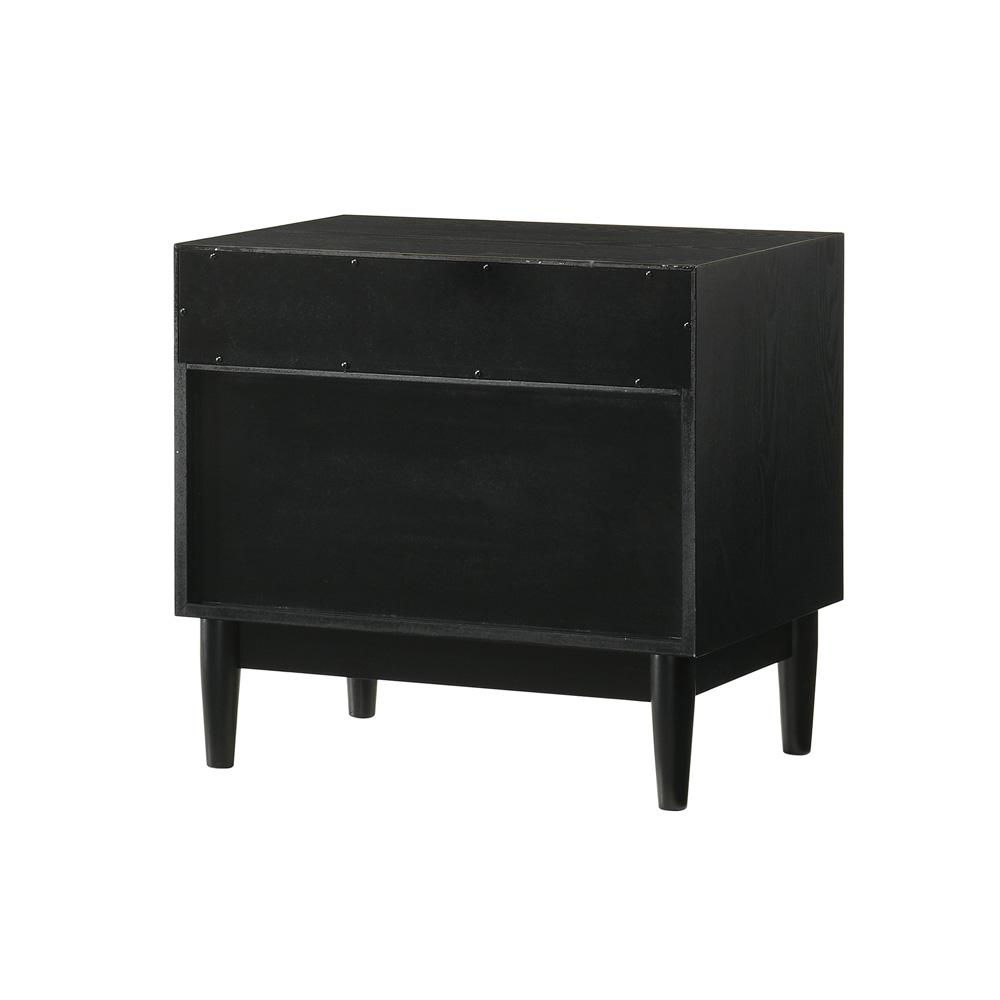 Armen Living - Artemio 2 Drawer Wood Nightstand with Shelf in Black Finish - LCARLABLK veiw 4