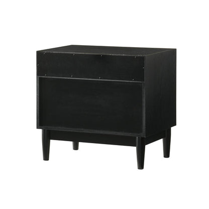 Armen Living - Artemio 2 Drawer Wood Nightstand with Shelf in Black Finish - LCARLABLK veiw 4