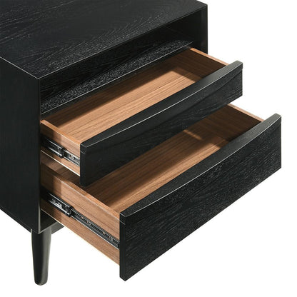 Armen Living - Artemio 2 Drawer Wood Nightstand with Shelf in Black Finish - LCARLABLK veiw 6