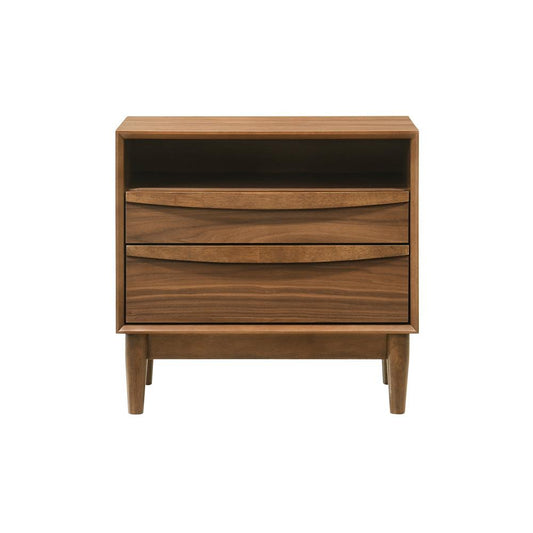 Armen Living - Artemio 2 Drawer Wood Nightstand with Shelf in Walnut Finish - LCARLAWAL veiw 1