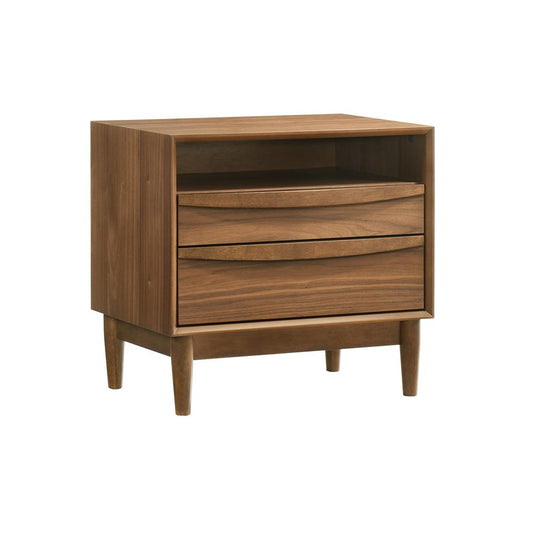 Armen Living - Artemio 2 Drawer Wood Nightstand with Shelf in Walnut Finish - LCARLAWAL veiw 2
