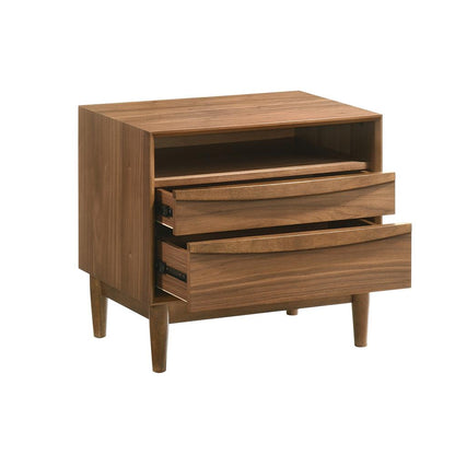Armen Living - Artemio 2 Drawer Wood Nightstand with Shelf in Walnut Finish - LCARLAWAL veiw 3