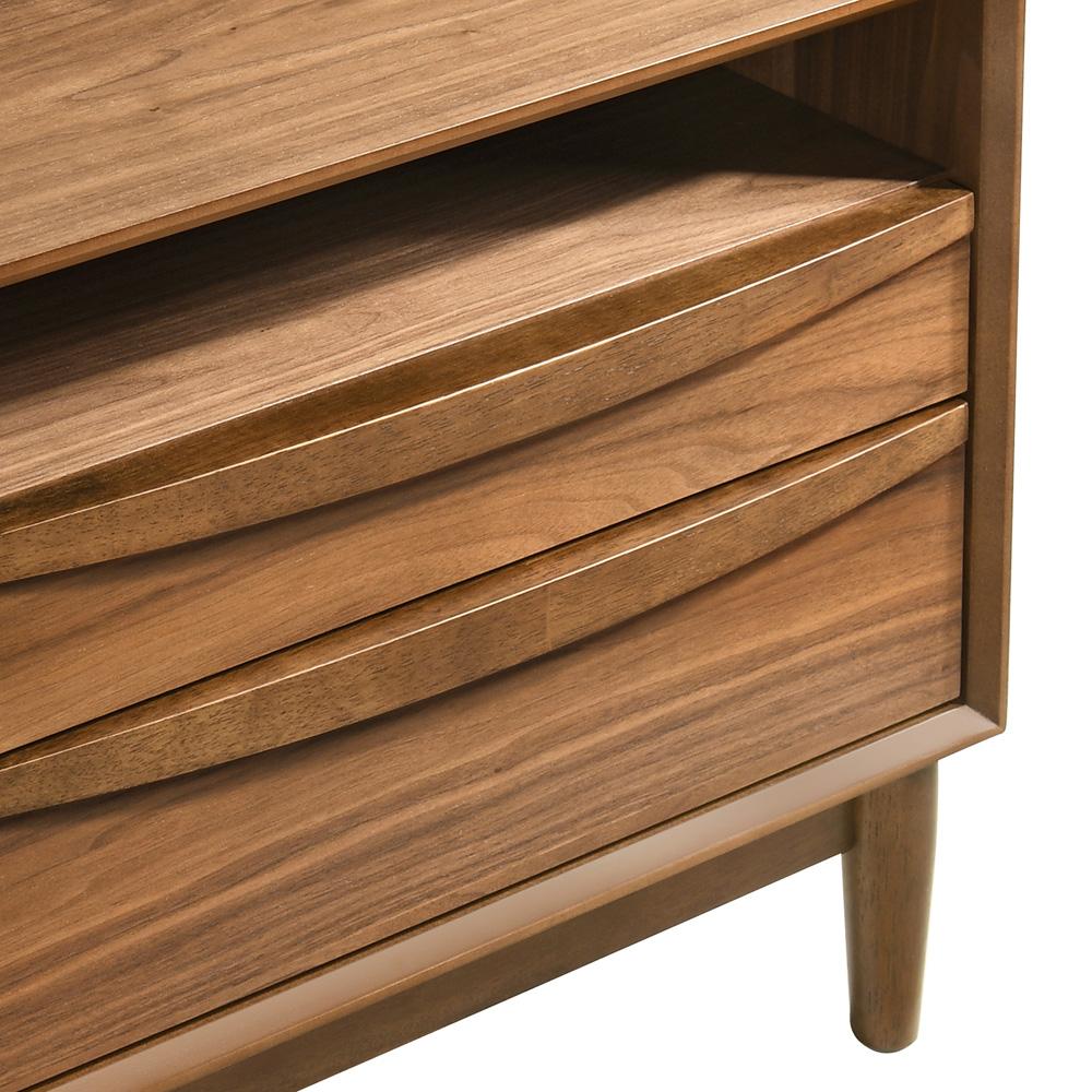 Armen Living - Artemio 2 Drawer Wood Nightstand with Shelf in Walnut Finish - LCARLAWAL veiw 5