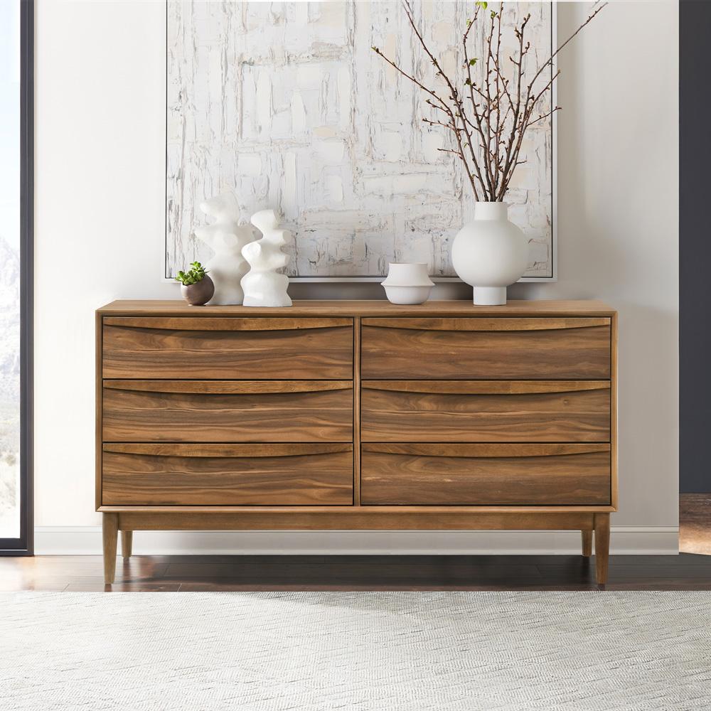 Armen Living - Artemio 6 Drawer Wood Dresser in Walnut Finish - LCARDRWAL veiw 7