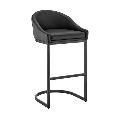 Armen Living - Atherik Bar Stool in Black Metal with Black Faux Leather - 840254335837 veiw 1