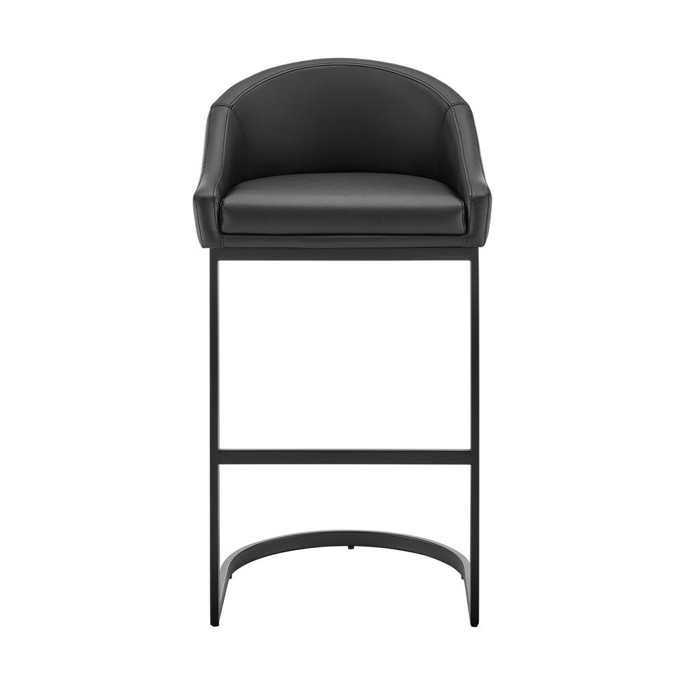 Armen Living - Atherik Bar Stool in Black Metal with Black Faux Leather - 840254335837 veiw 2