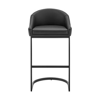 Armen Living - Atherik Bar Stool in Black Metal with Black Faux Leather - 840254335837 veiw 2