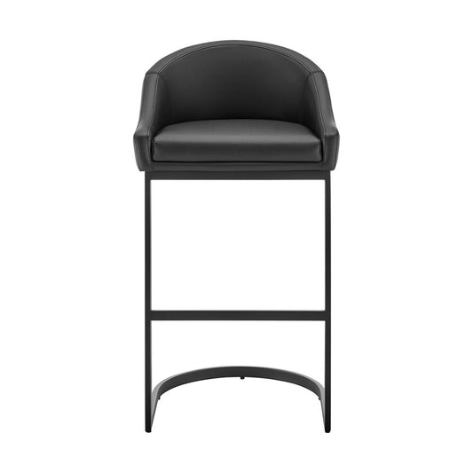 Armen Living - Atherik Bar Stool in Black Metal with Black Faux Leather - 840254335837 veiw 2