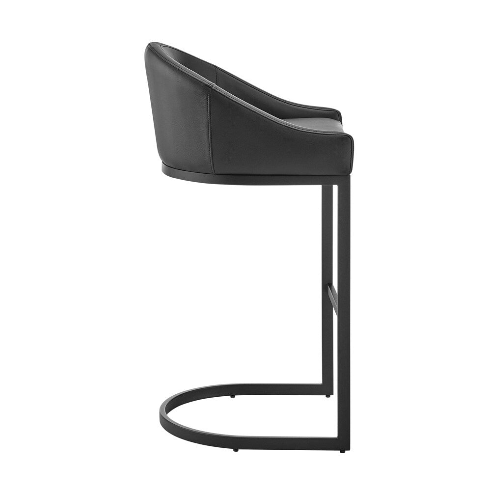 Armen Living - Atherik Bar Stool in Black Metal with Black Faux Leather - 840254335837 veiw 3