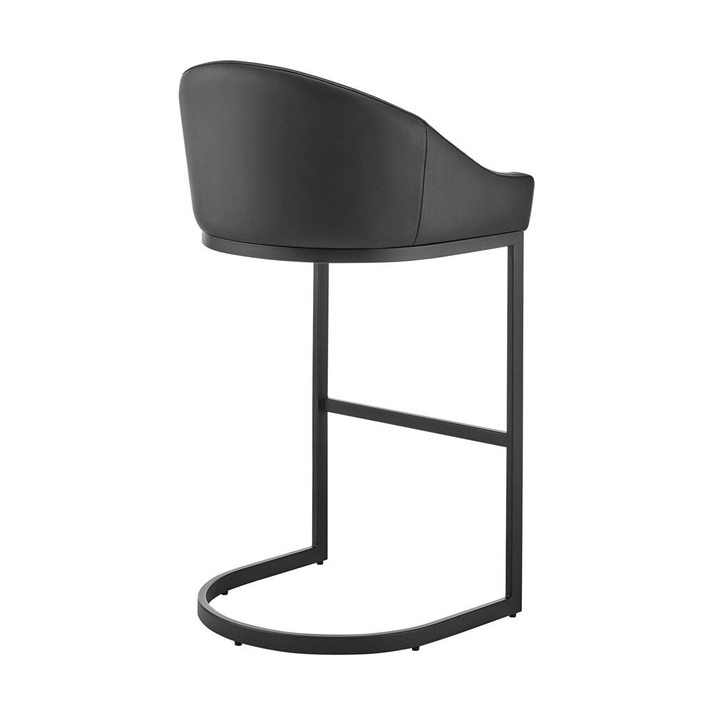 Armen Living - Atherik Bar Stool in Black Metal with Black Faux Leather - 840254335837 veiw 4