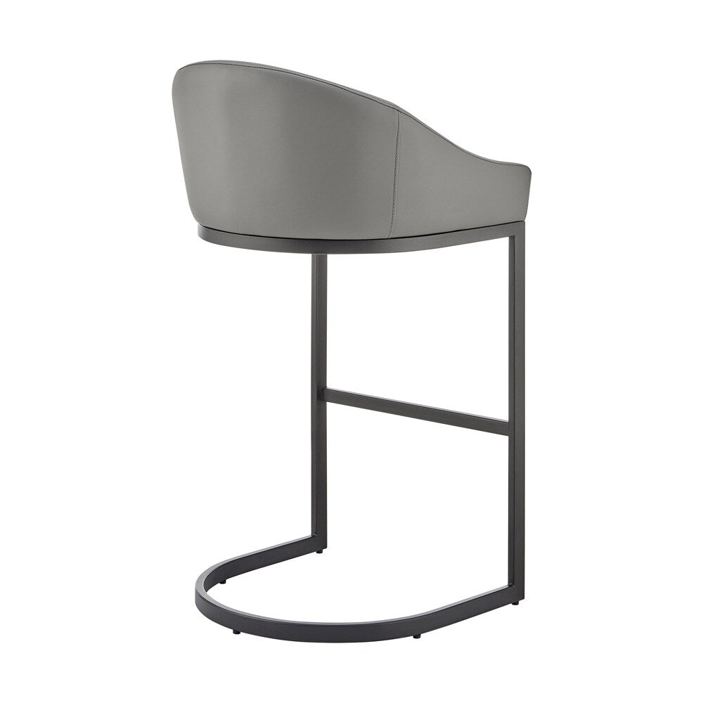Armen Living - Atherik Bar Stool in Black Metal with Gray Faux Leather - 840254335820 veiw 4