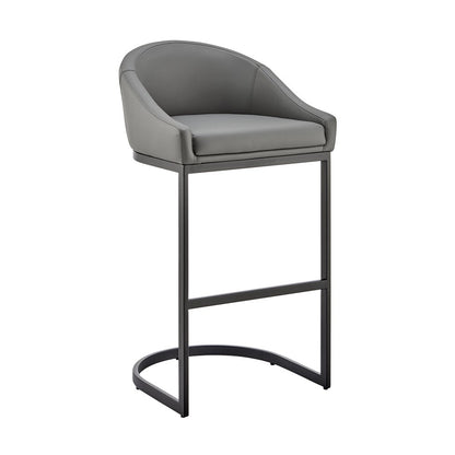 Armen Living - Atherik Counter Stool in Black Metal with Gray Faux Leather - 840254335875 veiw 1