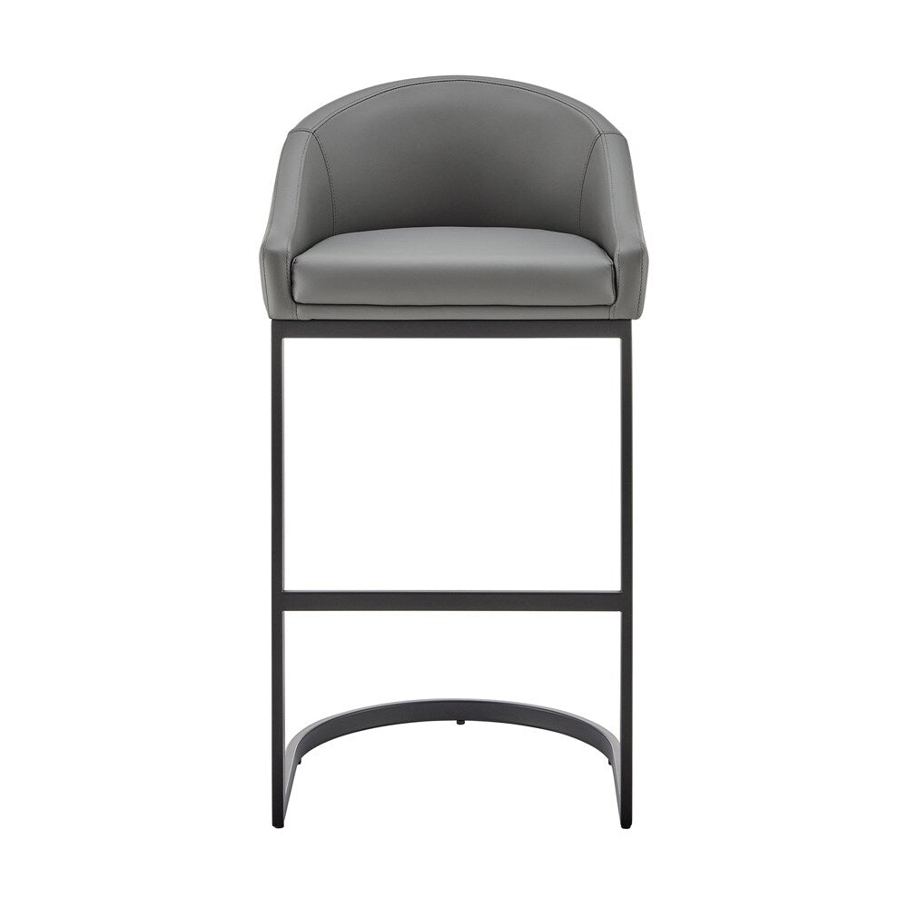Armen Living - Atherik Counter Stool in Black Metal with Gray Faux Leather - 840254335875 veiw 2