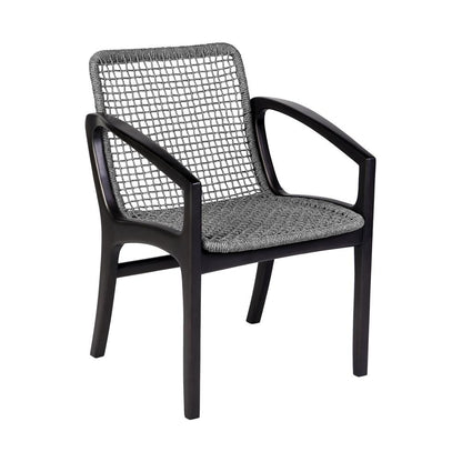 Armen Living - Beckham Outdoor Patio Dining Chair in Dark Eucalyptus Wood and Gray Rope - LCBECHGRY veiw 1