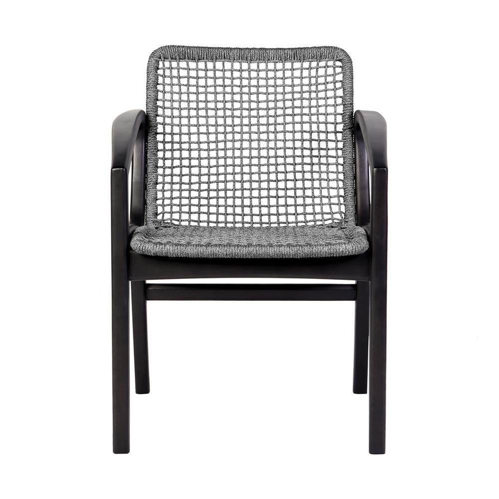 Armen Living - Beckham Outdoor Patio Dining Chair in Dark Eucalyptus Wood and Gray Rope - LCBECHGRY veiw 2