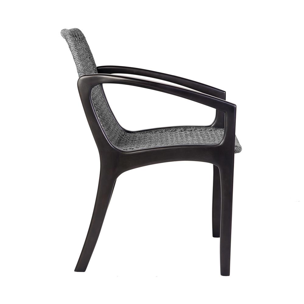 Armen Living - Beckham Outdoor Patio Dining Chair in Dark Eucalyptus Wood and Gray Rope - LCBECHGRY veiw 3