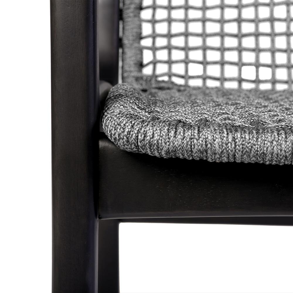 Armen Living - Beckham Outdoor Patio Dining Chair in Dark Eucalyptus Wood and Gray Rope - LCBECHGRY veiw 6