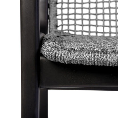 Armen Living - Beckham Outdoor Patio Dining Chair in Dark Eucalyptus Wood and Gray Rope - LCBECHGRY veiw 6