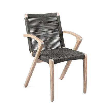 Armen Living - Brielle Outdoor Light Eucalyptus Wood and Charcoal Rope Dining Chairs - (Set of 2) - LCBLSICH veiw 2