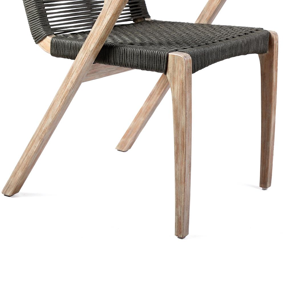 Armen Living - Brielle Outdoor Light Eucalyptus Wood and Charcoal Rope Dining Chairs - (Set of 2) - LCBLSICH veiw 6