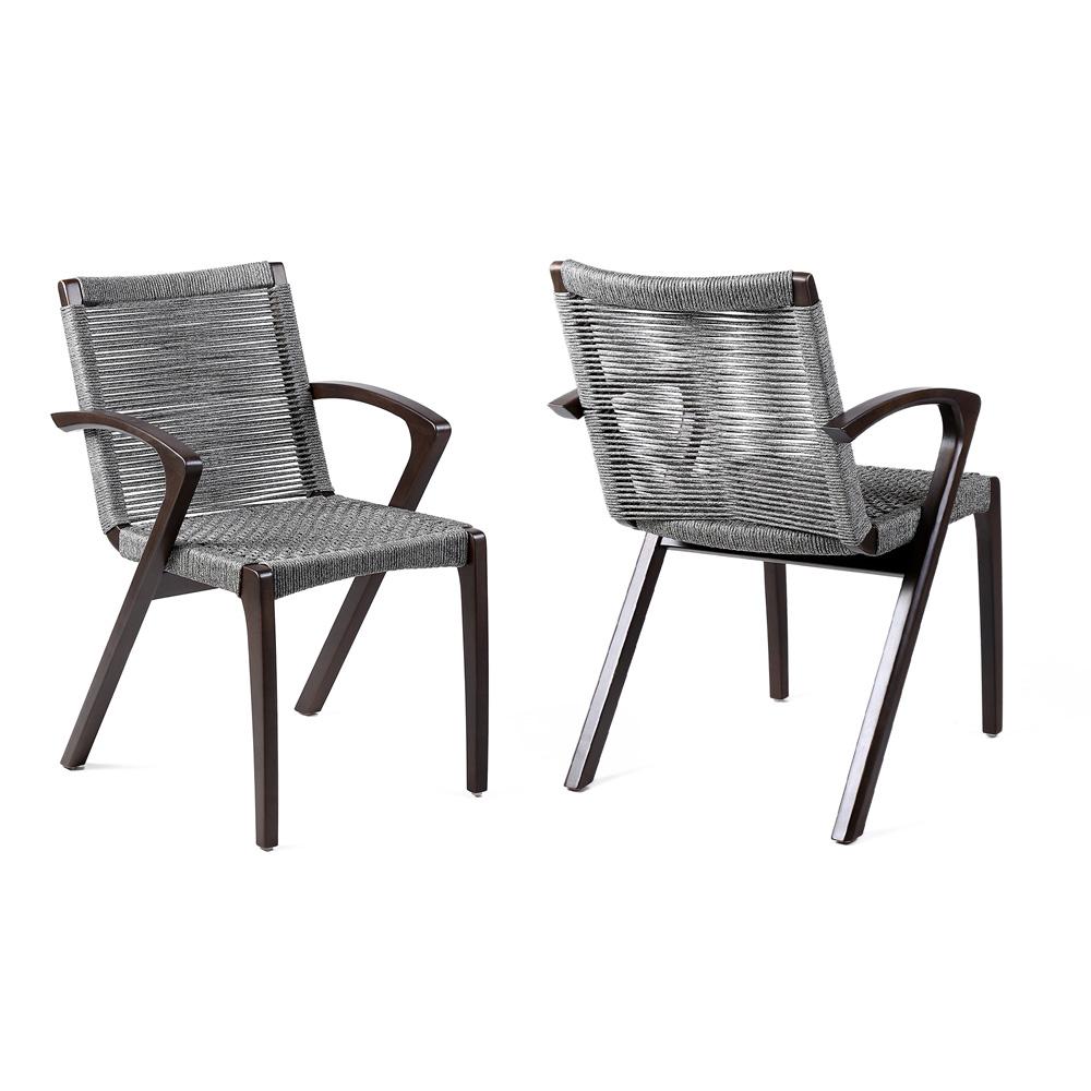 Armen Living - Brielle Outdoor Dark Eucalyptus Wood and Gray Rope Dining Chairs - (Set of 2) - LCBLSIGR veiw 1