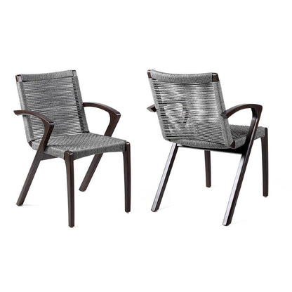 Armen Living - Brielle Outdoor Dark Eucalyptus Wood and Gray Rope Dining Chairs - (Set of 2) - LCBLSIGR veiw 1