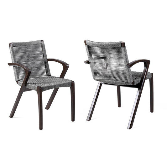 Armen Living - Brielle Outdoor Dark Eucalyptus Wood and Gray Rope Dining Chairs - (Set of 2) - LCBLSIGR veiw 1