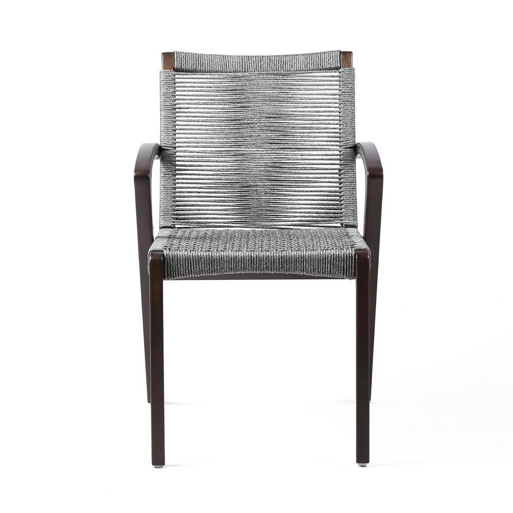 Armen Living - Brielle Outdoor Dark Eucalyptus Wood and Gray Rope Dining Chairs - (Set of 2) - LCBLSIGR veiw 3