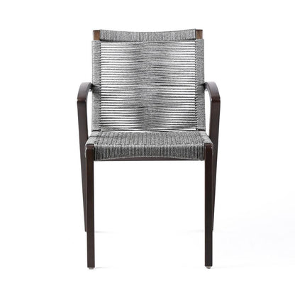 Armen Living - Brielle Outdoor Dark Eucalyptus Wood and Gray Rope Dining Chairs - (Set of 2) - LCBLSIGR veiw 3
