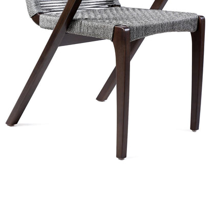 Armen Living - Brielle Outdoor Dark Eucalyptus Wood and Gray Rope Dining Chairs - (Set of 2) - LCBLSIGR veiw 5