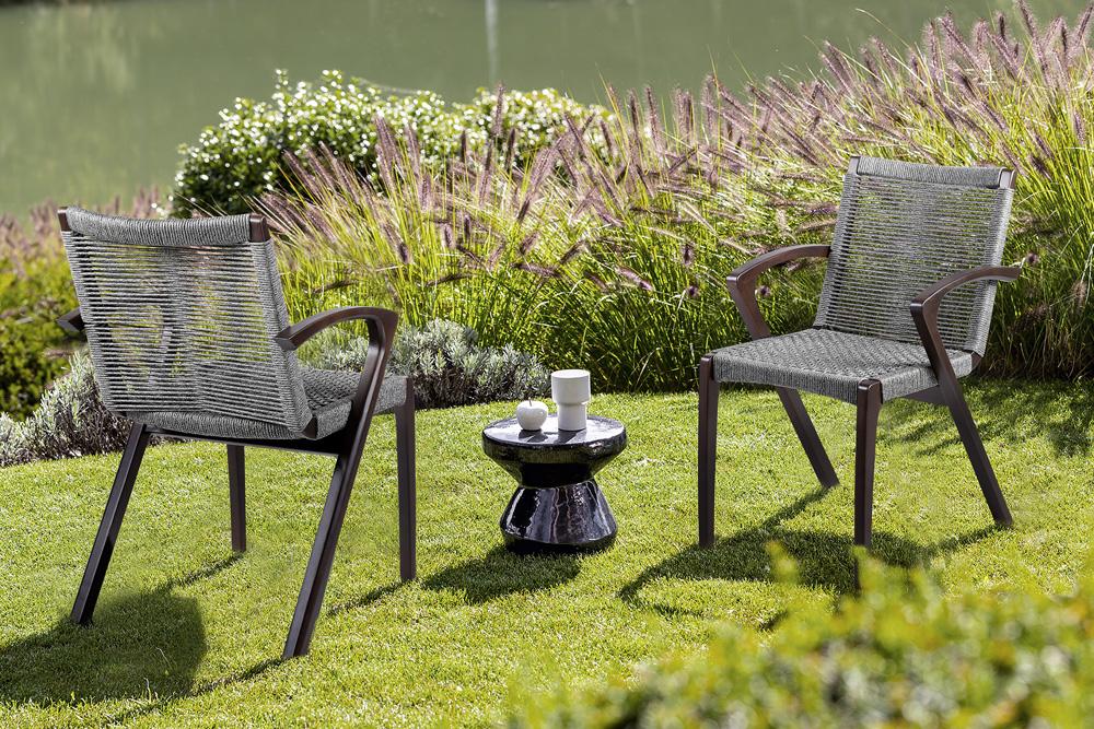 Armen Living - Brielle Outdoor Dark Eucalyptus Wood and Gray Rope Dining Chairs - (Set of 2) - LCBLSIGR veiw 7