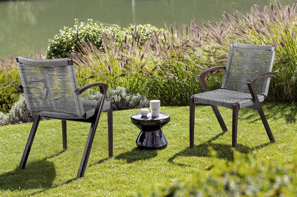 Armen Living - Brielle Outdoor Dark Eucalyptus Wood and Gray Rope Dining Chairs - (Set of 2) - LCBLSIGR veiw 7