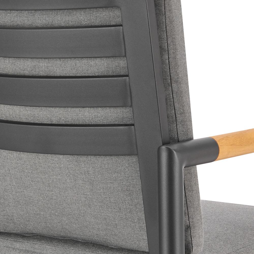 Armen Living - Crown Outdoor Patio Swivel Bar Stool in Aluminum with Tan Rope and Dark Gray Cushions - LCCRSWBABLKDGRY30 veiw 5