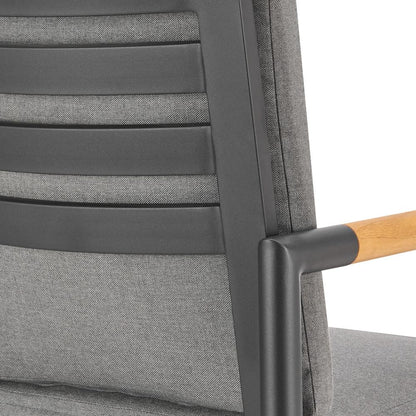 Armen Living - Crown Outdoor Patio Swivel Bar Stool in Aluminum with Tan Rope and Dark Gray Cushions - LCCRSWBABLKDGRY30 veiw 5