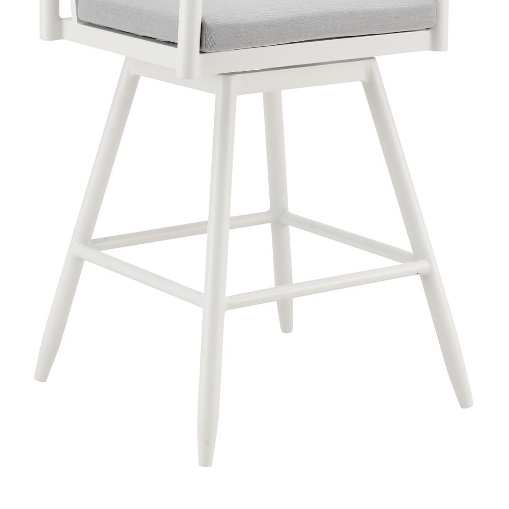 Armen Living - Crown Outdoor Patio Swivel Bar Stool in Aluminum with Brown Rope and Light Gray Cushions - LCCRSWBAWH30 veiw 6