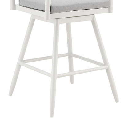 Armen Living - Crown Outdoor Patio Swivel Counter Stool in Aluminum with Brown Rope and Light Gray Cushions - LCCRSWBAWH26 veiw 6
