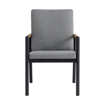 Armen Living - Crown Black Aluminum and Teak Outdoor Dining Chair with Dark Gray Fabric - (Set of 2) - LCCRCHBL veiw 3