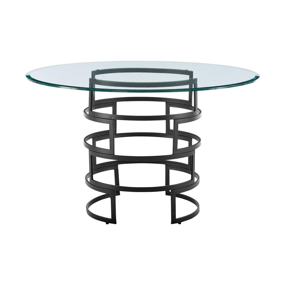 Armen Living - Diaz Contemporary 48in Round Dining Table with Matte Black Iron Base and Glass Tabletop - LCDIDIBLK veiw 1