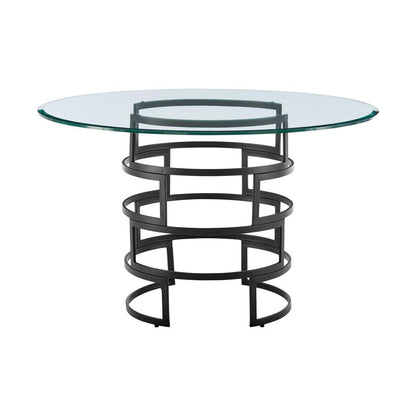 Armen Living - Diaz Contemporary 48in Round Dining Table with Matte Black Iron Base and Glass Tabletop - LCDIDIBLK veiw 1