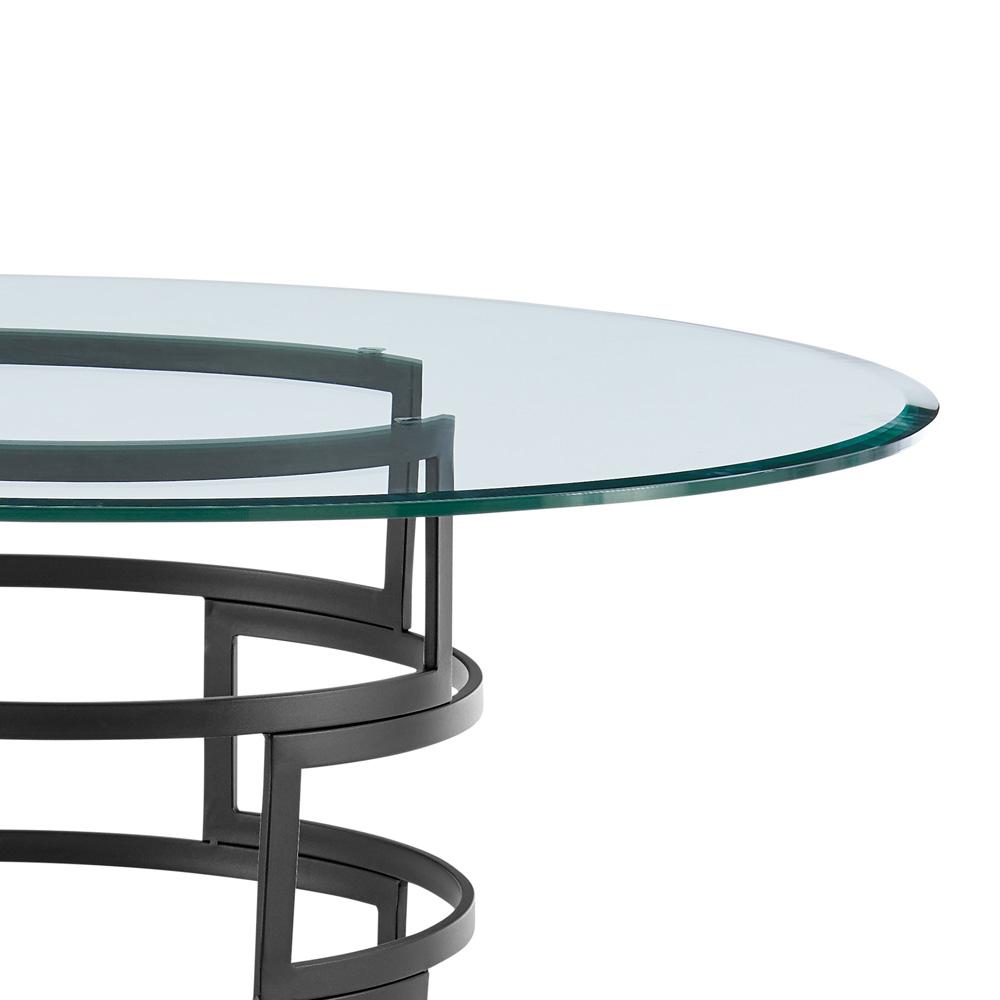 Armen Living - Diaz Contemporary 48in Round Dining Table with Matte Black Iron Base and Glass Tabletop - LCDIDIBLK veiw 3