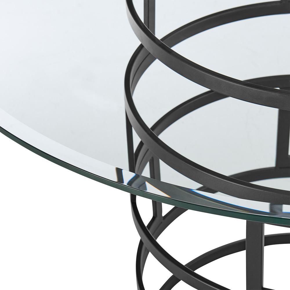Armen Living - Diaz Contemporary 48in Round Dining Table with Matte Black Iron Base and Glass Tabletop - LCDIDIBLK veiw 4