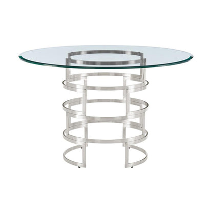 Armen Living - Diaz Contemporary 48in Round Dining Table with Brushed Stainless Steel Base and Glass Tabletop - LCDIDIBS veiw 1
