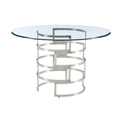 Armen Living - Diaz Contemporary 48in Round Dining Table with Brushed Stainless Steel Base and Glass Tabletop - LCDIDIBS veiw 2