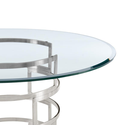 Armen Living - Diaz Contemporary 48in Round Dining Table with Brushed Stainless Steel Base and Glass Tabletop - LCDIDIBS veiw 3