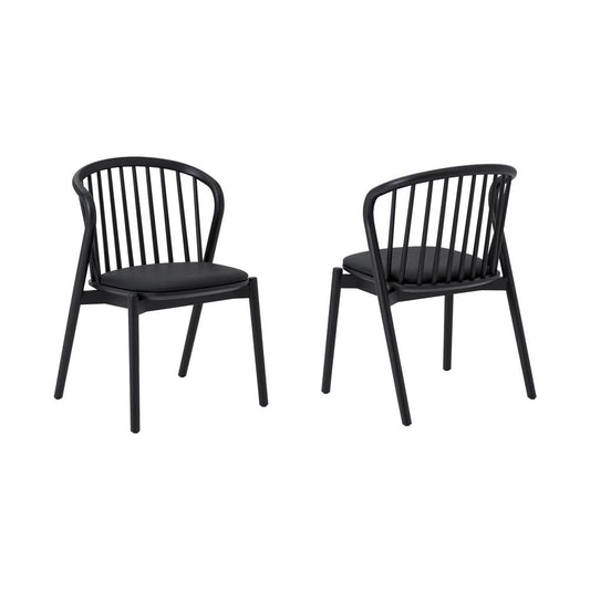 Armen Living - Echo Black Oak Wood and Faux Leather Dining Chairs - (Set of 2) - LCECSIBLK veiw 1