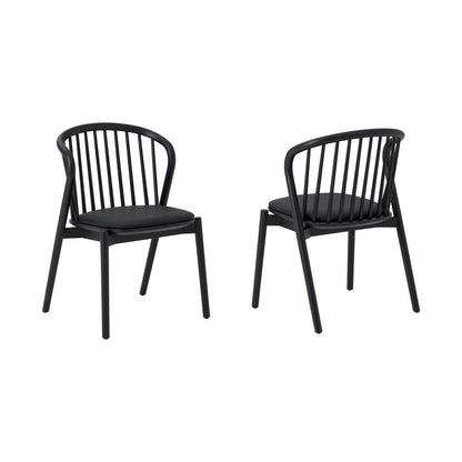 Armen Living - Echo Walnut Wood and Black Faux Leather Dining Chairs - (Set of 2) - LCECSIWABLK veiw 1
