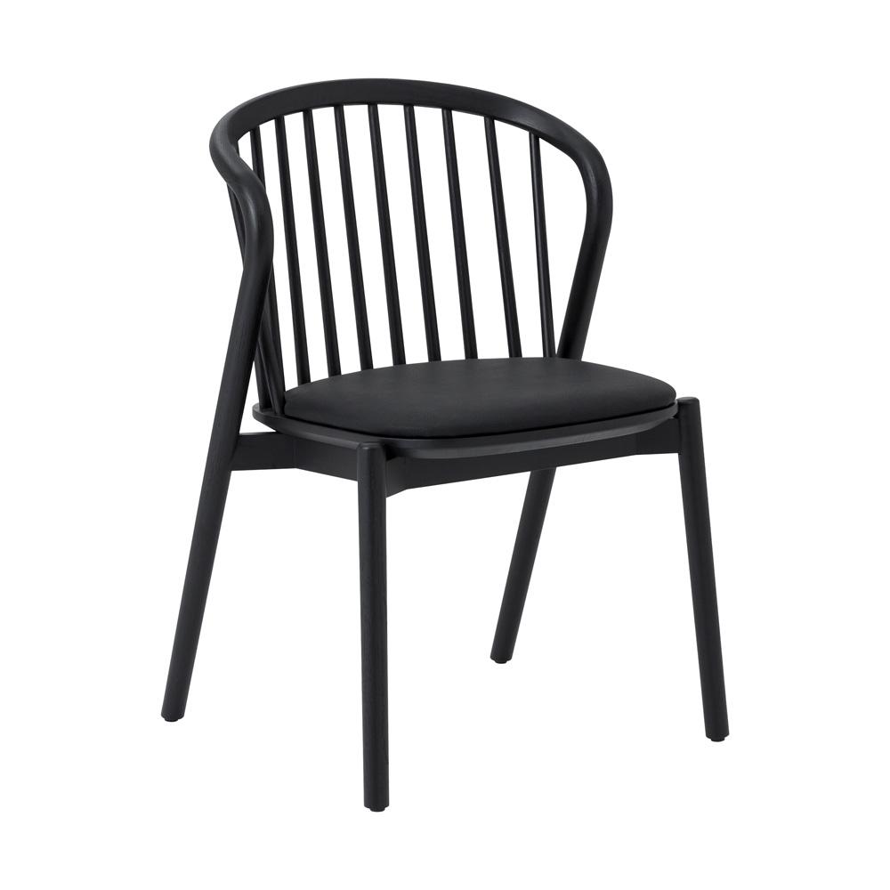 Armen Living - Echo Walnut Wood and Black Faux Leather Dining Chairs - (Set of 2) - LCECSIWABLK veiw 2