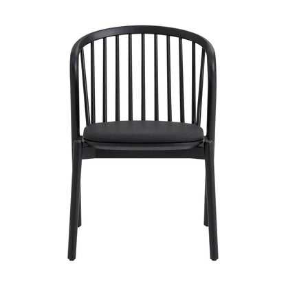 Armen Living - Echo Walnut Wood and Black Faux Leather Dining Chairs - (Set of 2) - LCECSIWABLK veiw 3
